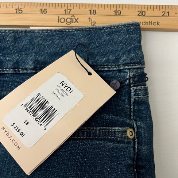 NYDJ Marilyn Straight Lift & Tuck Blue Denim Jeans | Women's Size 18 (NWT) - Picture 8 of 12